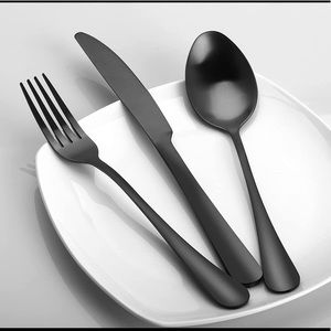 New in Box Matte Black Flatware Set 20 Piece